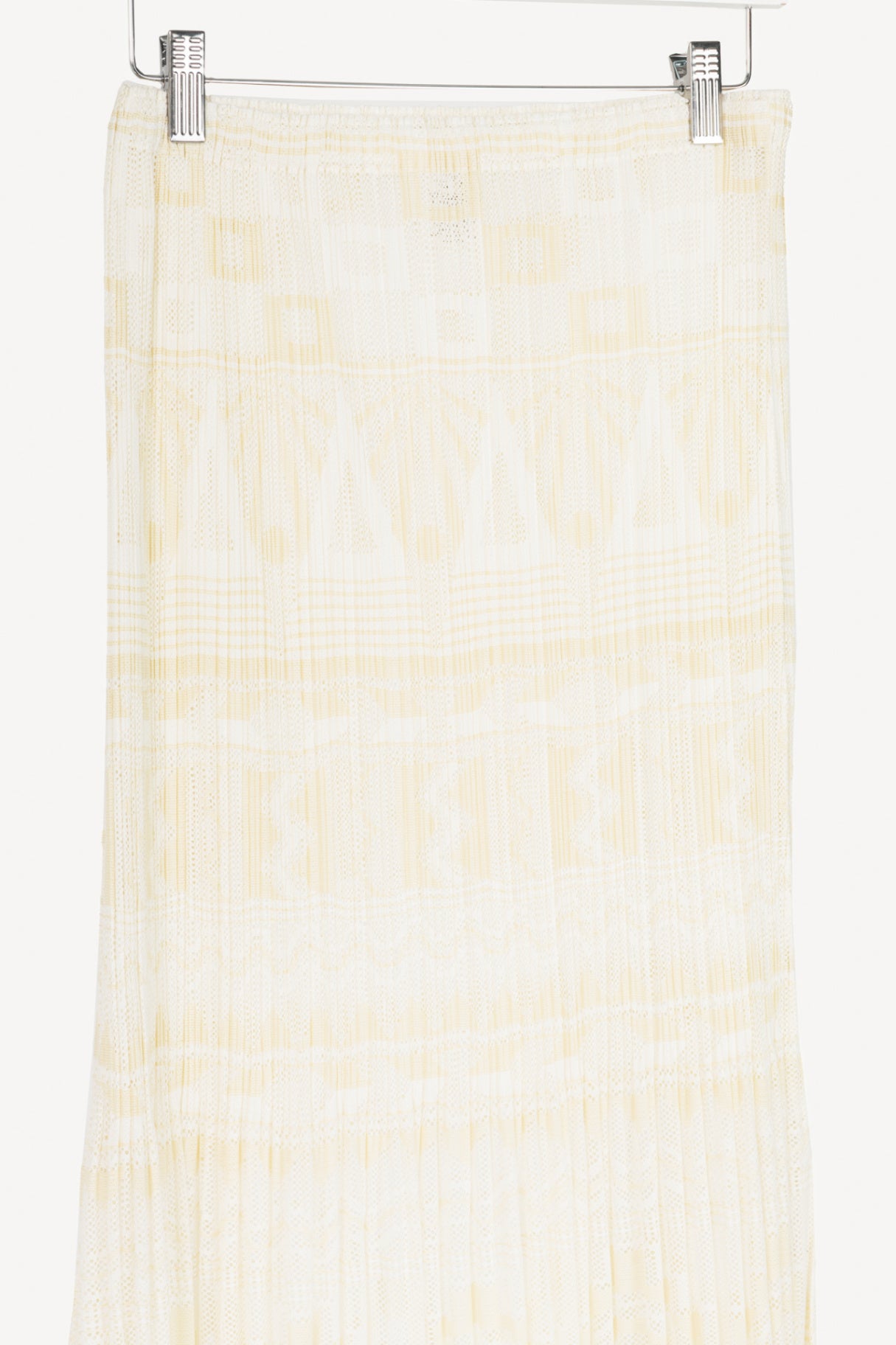 Pleats Please Issey Miyake White Geometric Mesh Midi Skirt