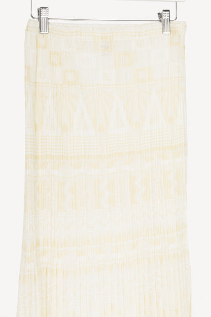 Pleats Please Issey Miyake White Geometric Mesh Midi Skirt