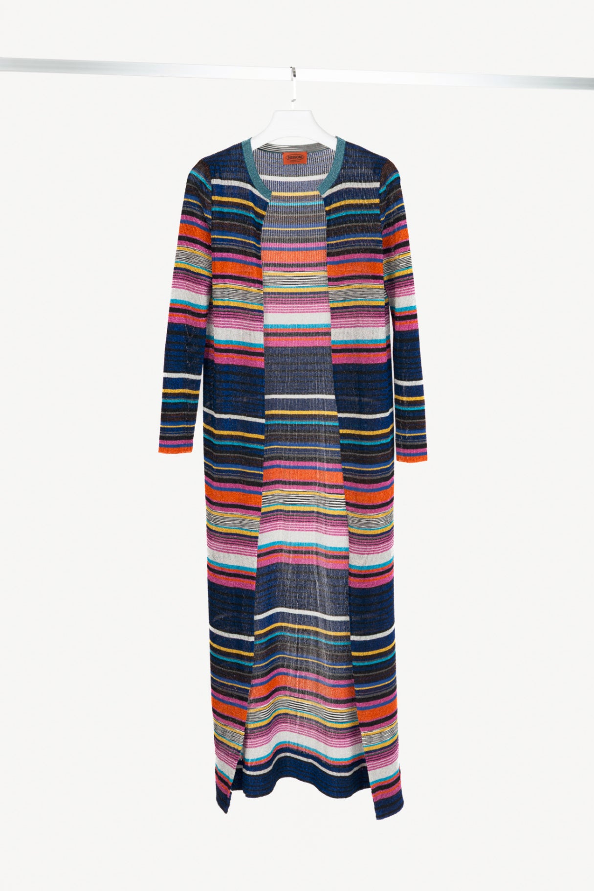 Missoni Blue-Multi Striped Lame-Knit Duster