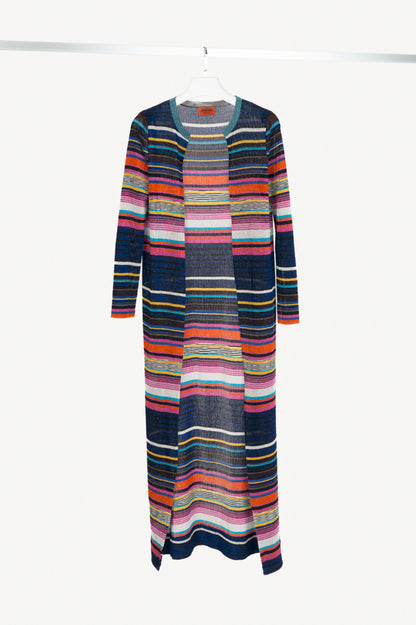 Missoni Blue-Multi Striped Lame-Knit Duster