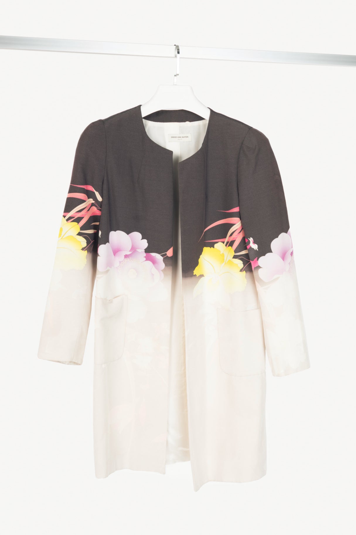 Dries Van Noten SS/11 Runway Gradient Floral Open-Front Longline Blazer 