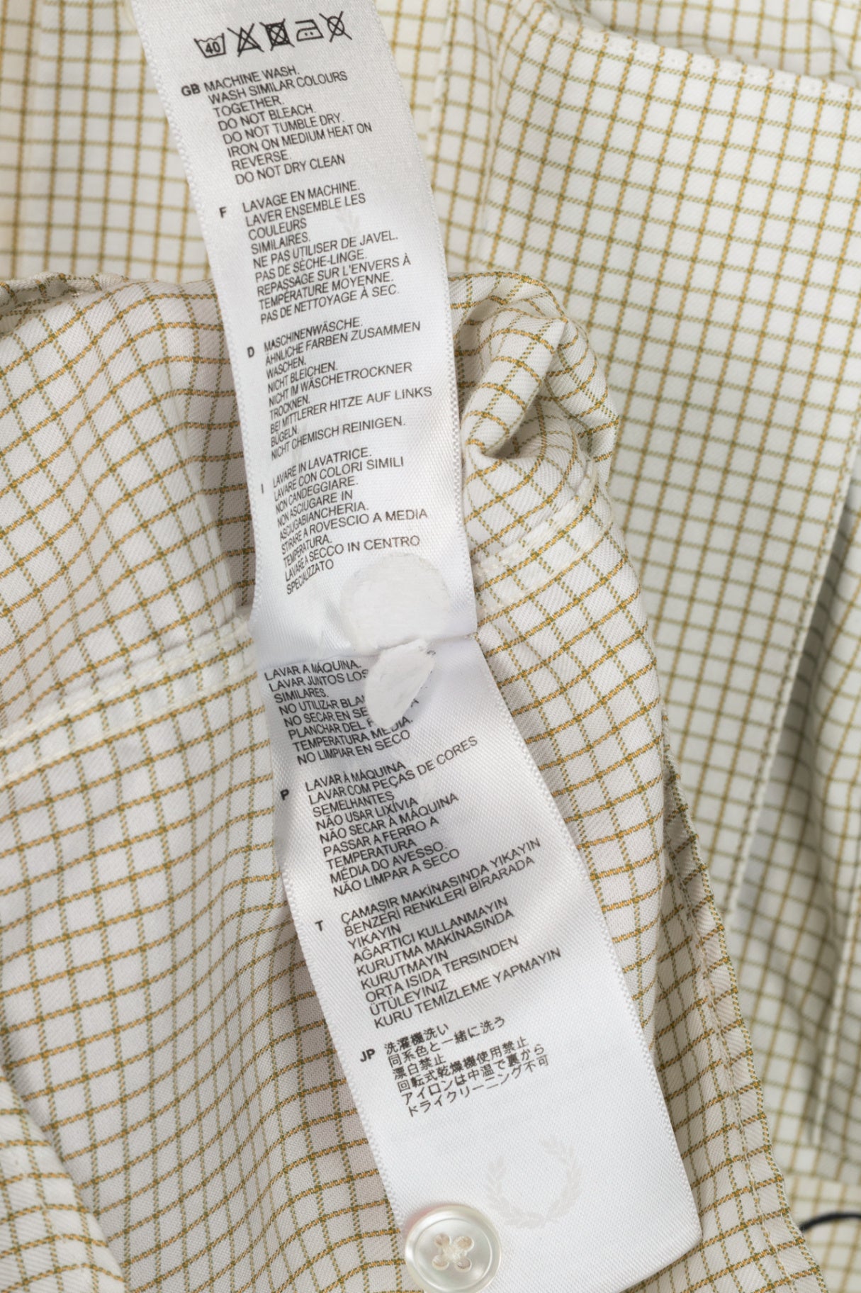 Raf Simons x Fred Perry SS20 White Check Space Pocket Shirt