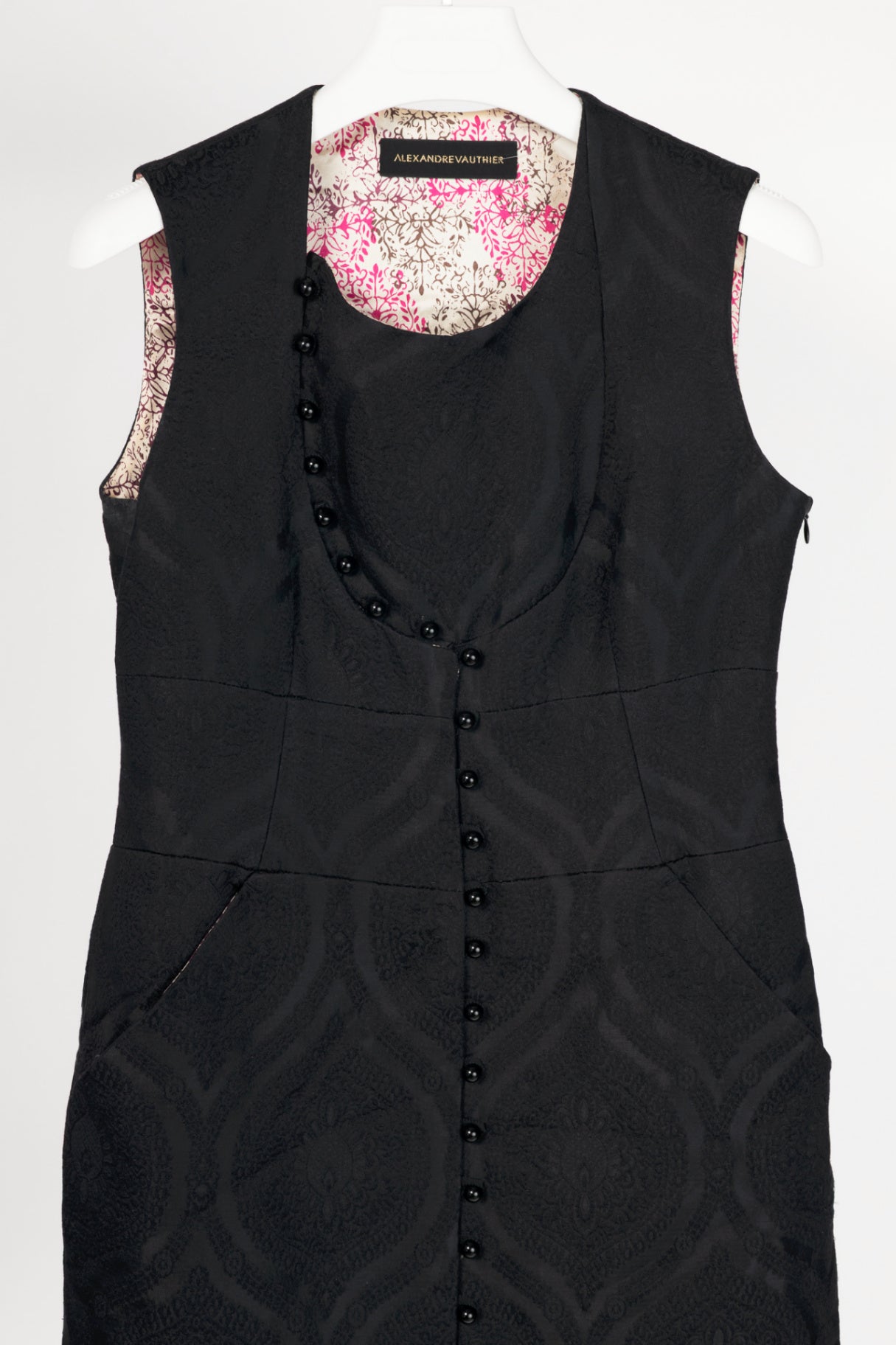 Alexandre Vauthier Black Baroque-Jacquard Sheath Dress