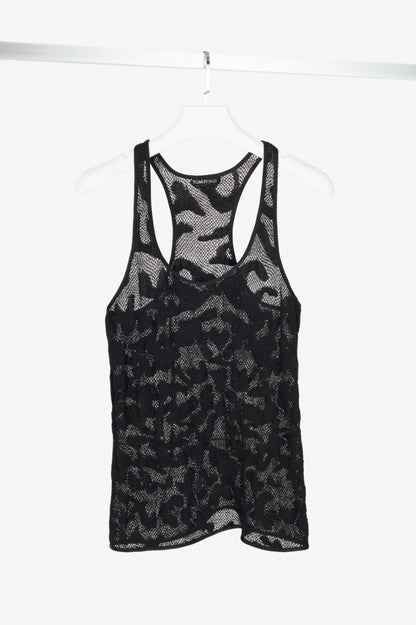 Tom Ford Black Cotton-Blend Spotted Crochet Knit Tank
