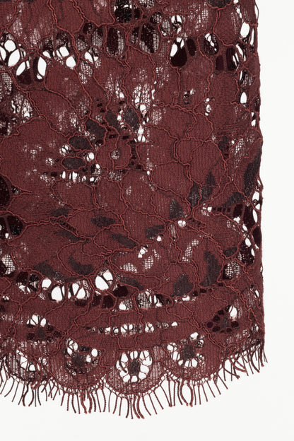 Self-Portrait AW25 Burgundy Floral Lace Midi Dress
