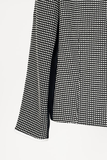 Lafayette 148 Black & White Grid Dotted-Jacquard Zip Jacket