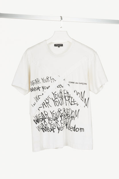 Comme des Garcons Homme Plus White Cotton Graphic T-Shirt