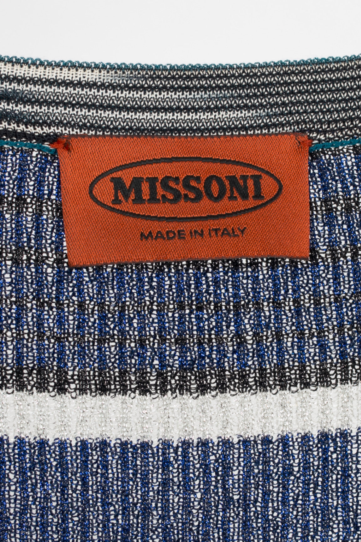 Missoni Blue-Multi Striped Lame-Knit Duster
