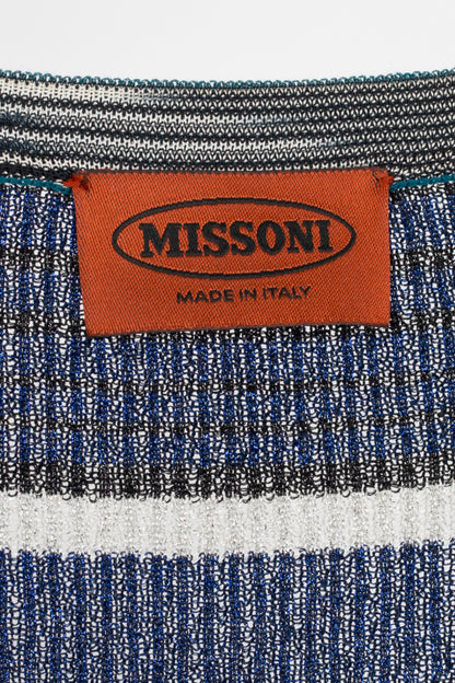 Missoni Blue-Multi Striped Lame-Knit Duster