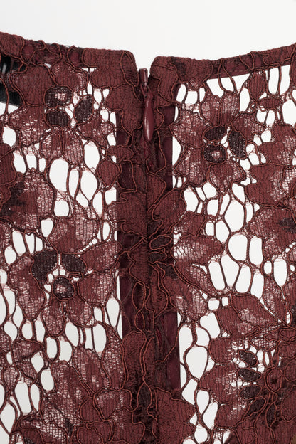 Self-Portrait AW25 Burgundy Floral Lace Midi Dress