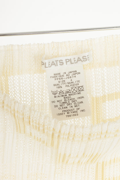 Pleats Please Issey Miyake White Geometric Mesh Midi Skirt