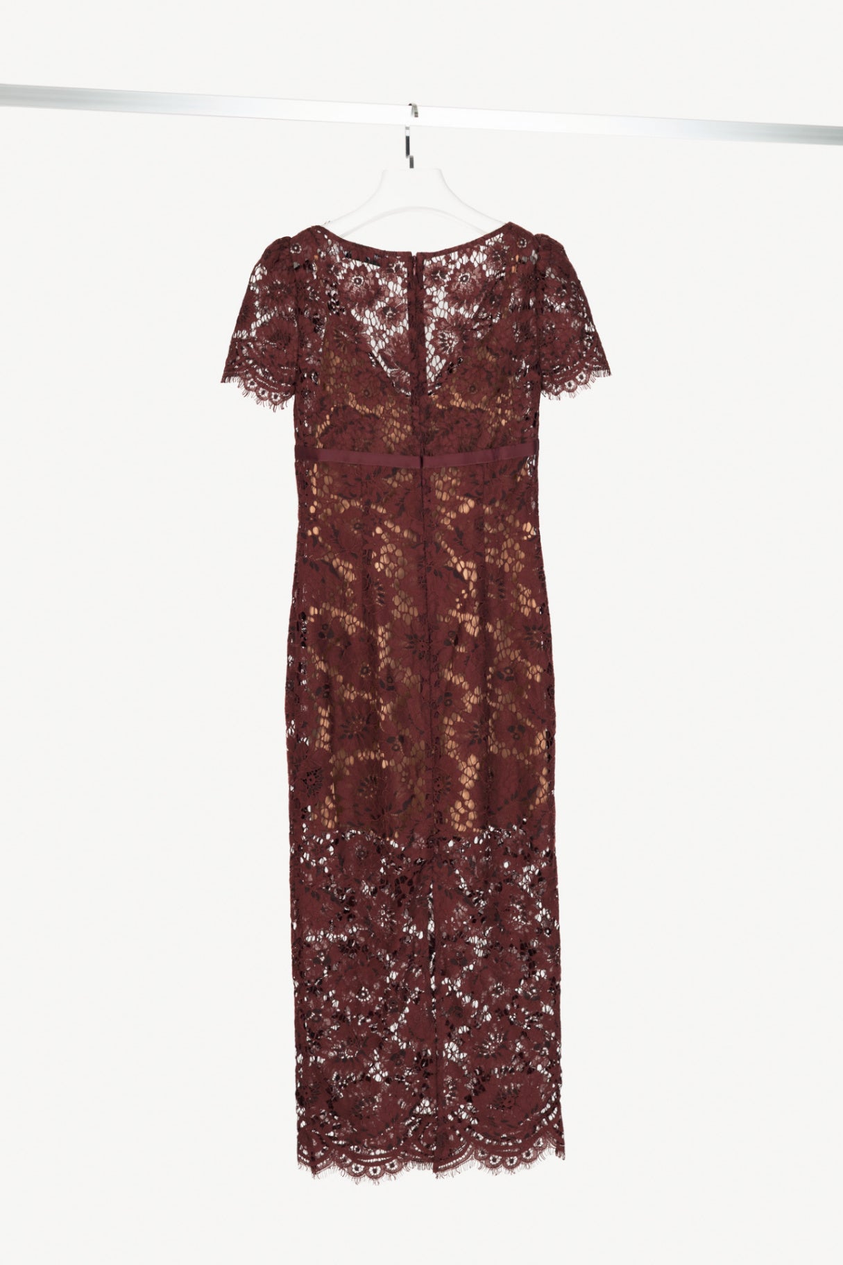 Self-Portrait AW25 Burgundy Floral Lace Midi Dress