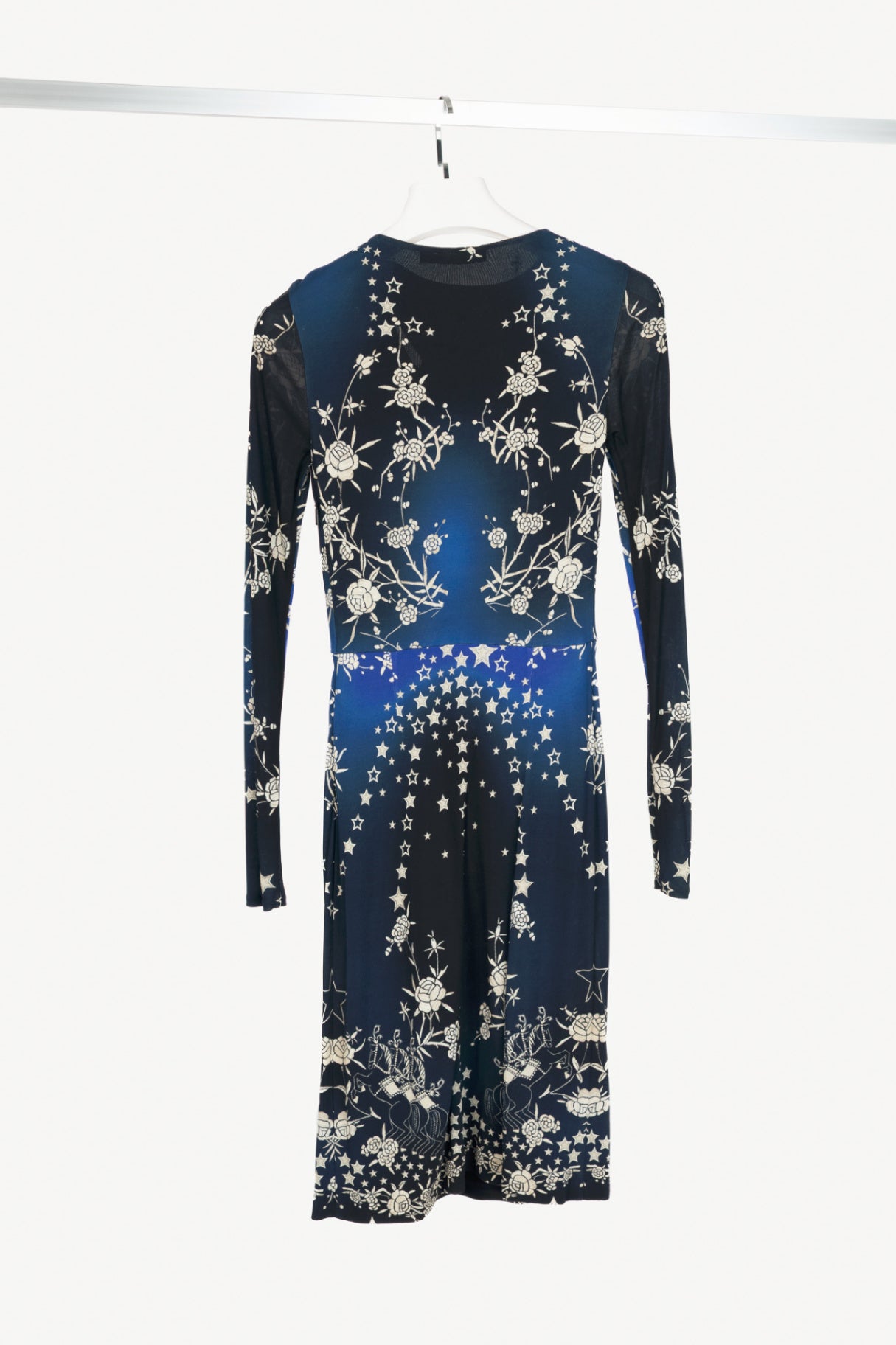 Roberto Cavalli PF15 Blue & Black Star-Print Bodycon Dress