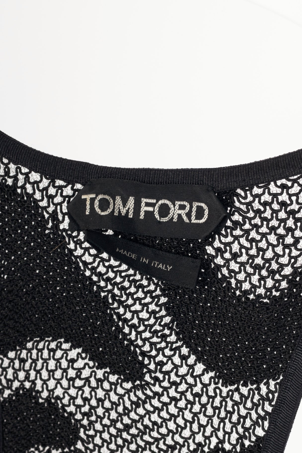 Tom Ford Black Cotton-Blend Spotted Crochet Knit Tank