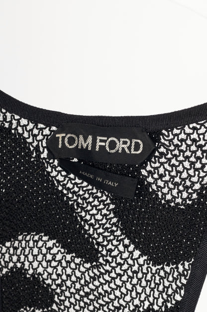 Tom Ford Black Cotton-Blend Spotted Crochet Knit Tank