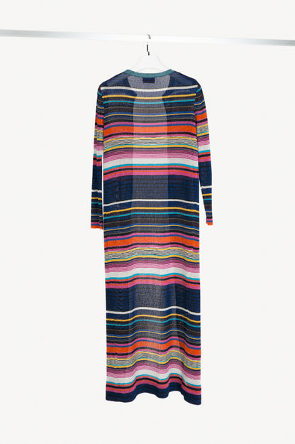 Missoni Blue-Multi Striped Lame-Knit Duster