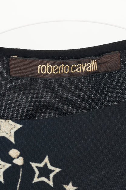 Roberto Cavalli PF15 Blue & Black Star-Print Bodycon Dress