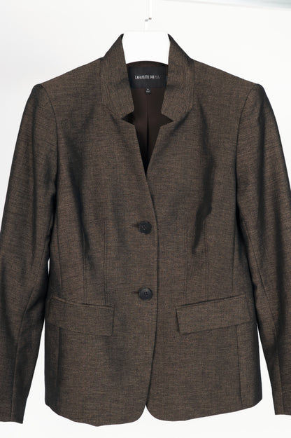 Lafayette 148 Brown Wool-Flannel Single-Breasted Blazer