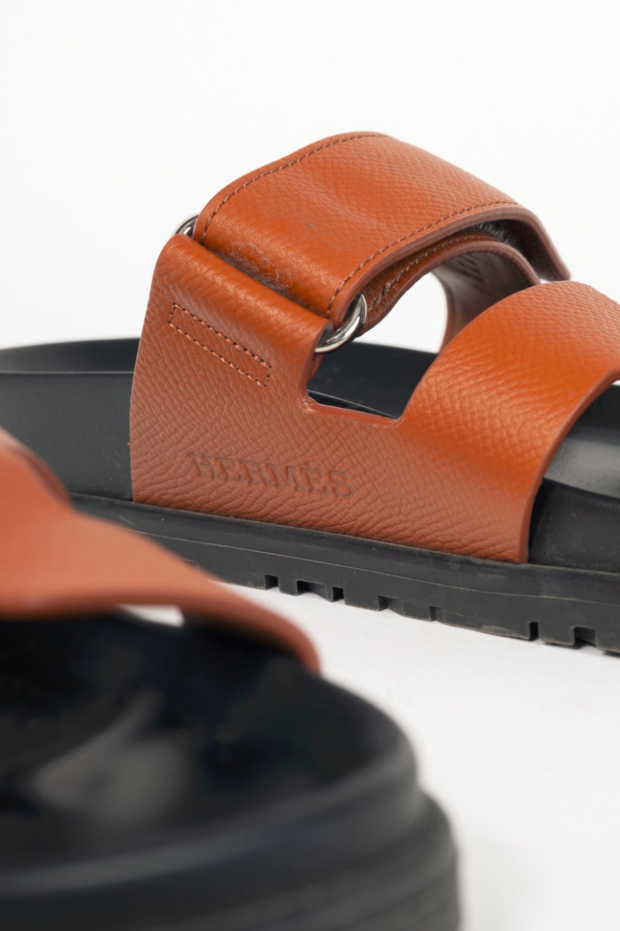 Hermes Chypre Brown Leather H-Motif Mule Sandals
