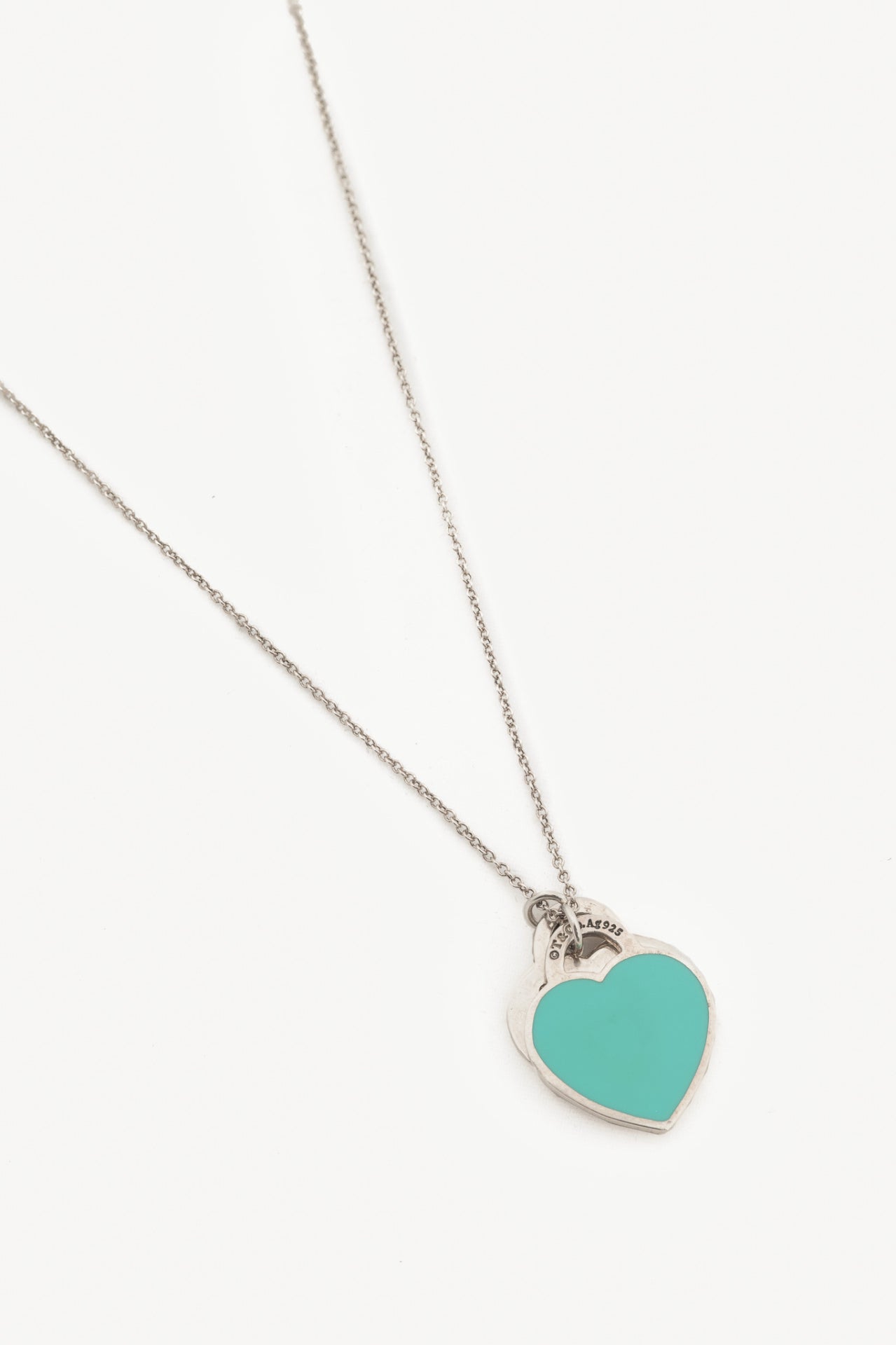 Tiffany & Co. Return to Tiffany Sterling Silver Tiffany Blue Double Heart Tag Pendant Necklace
