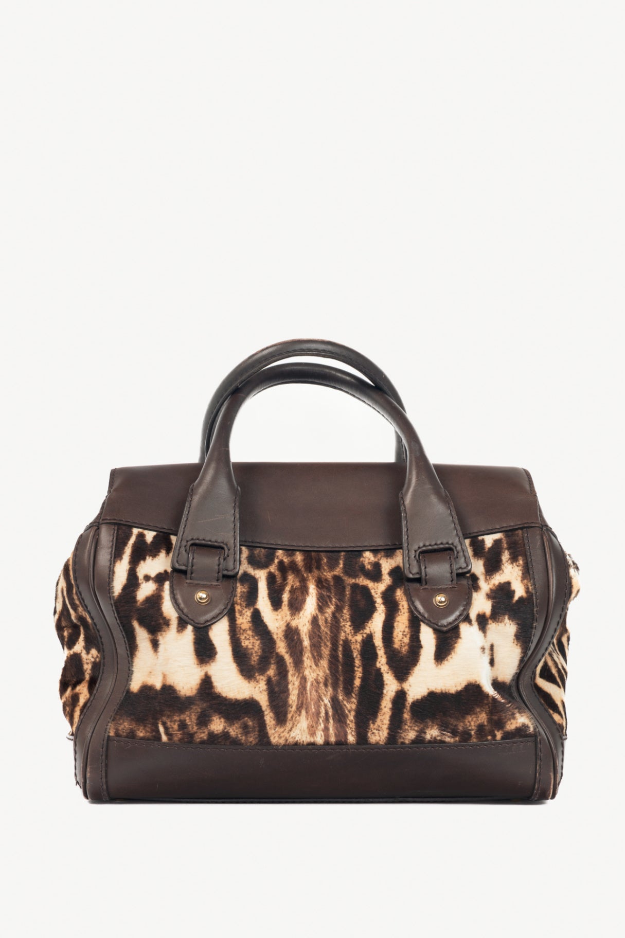 Gucci "Gucci Heritage" Brown Animal-Print Pony Hair Medium Boston Bag