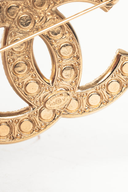 Chanel F19 Gold-Tone Faux-Pearl & Crystal-Embellished Brooch