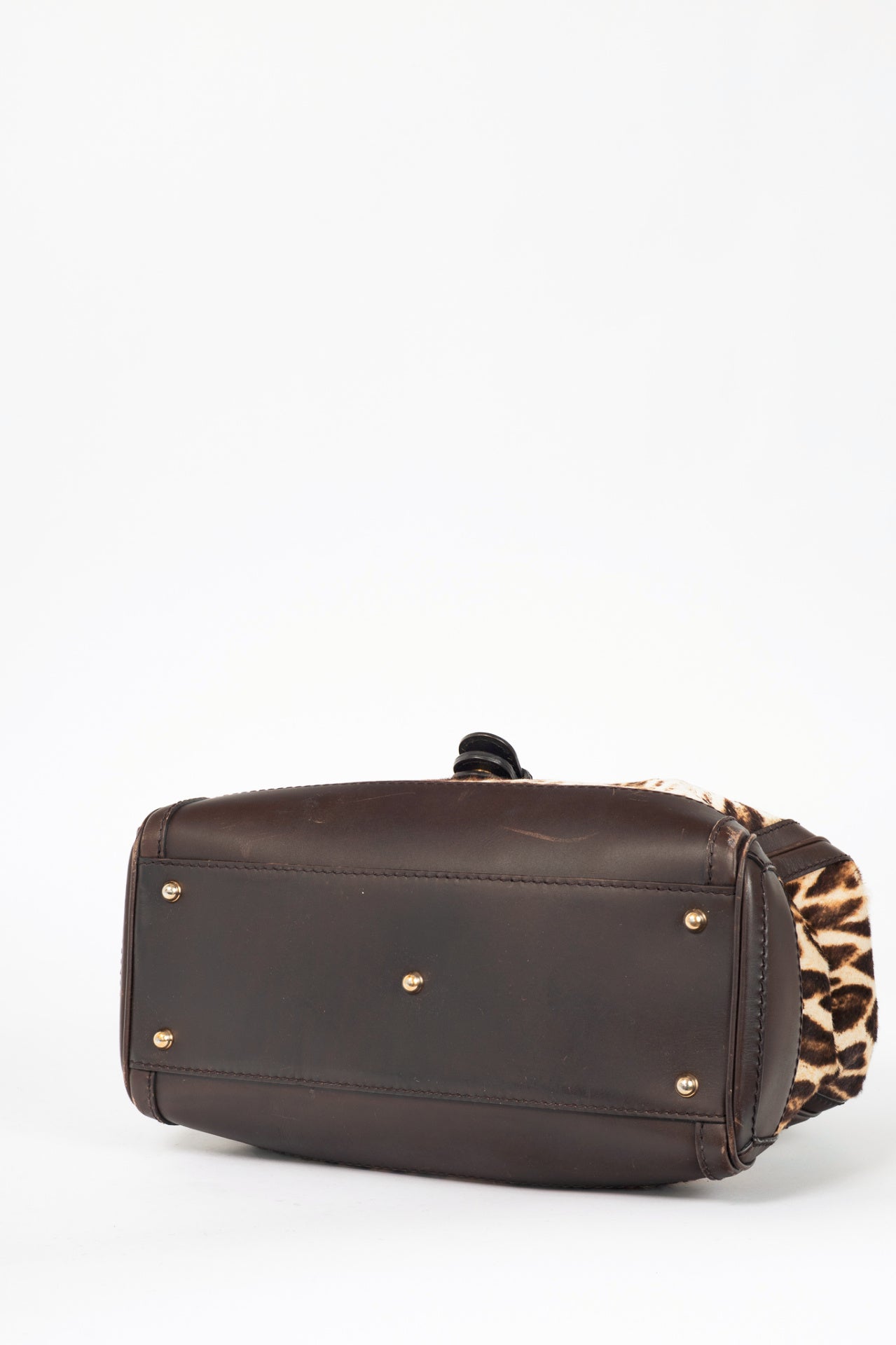 Gucci "Gucci Heritage" Brown Animal-Print Pony Hair Medium Boston Bag
