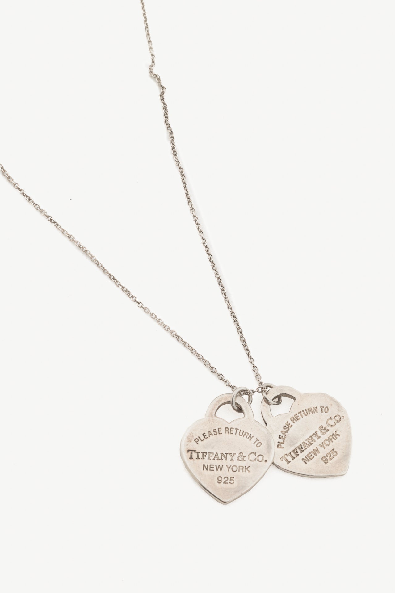 Tiffany & Co. Return to Tiffany Sterling Silver Tiffany Blue Double Heart Tag Pendant Necklace