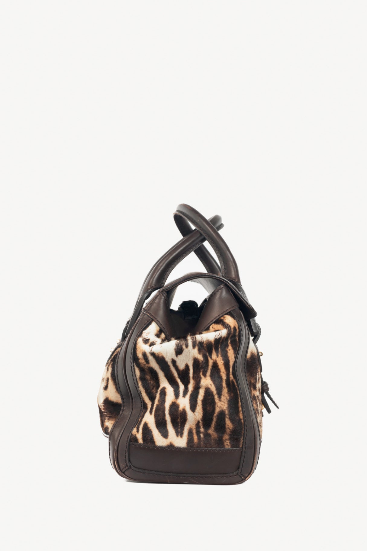 Gucci "Gucci Heritage" Brown Animal-Print Pony Hair Medium Boston Bag