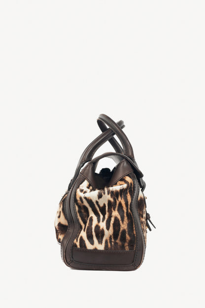 Gucci "Gucci Heritage" Brown Animal-Print Pony Hair Medium Boston Bag
