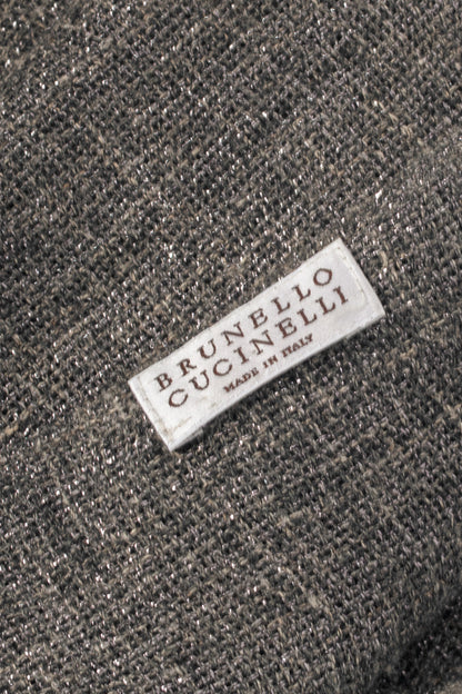 Brunello Cucinelli Metallic Grey Fringe Shawl