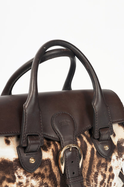 Gucci "Gucci Heritage" Brown Animal-Print Pony Hair Medium Boston Bag