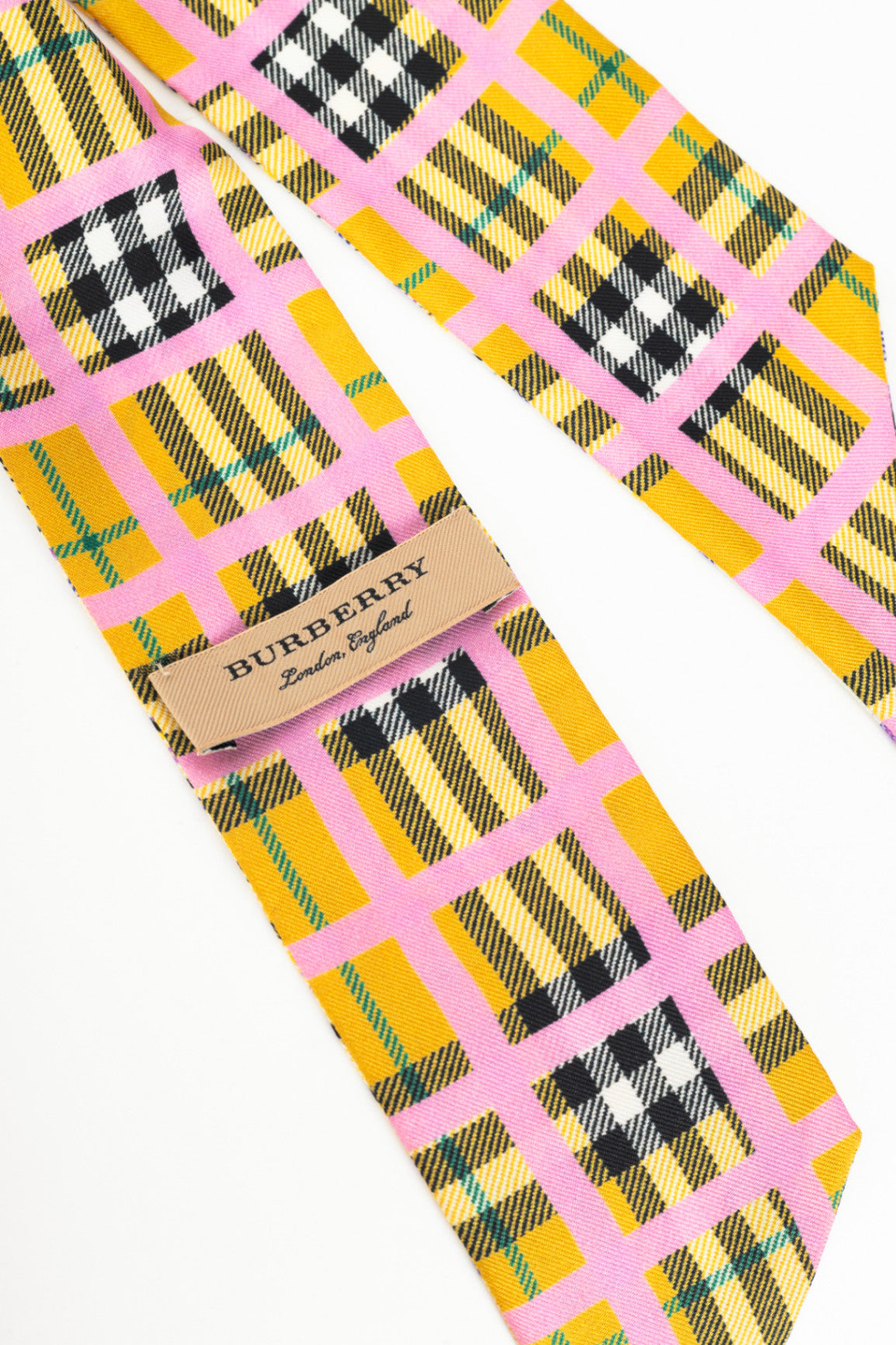 Burberry Yellow & Purple Scribble-Check Silk Bandeau Scarf