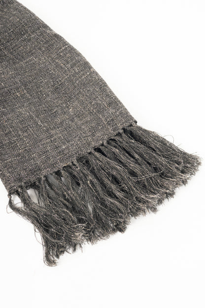Brunello Cucinelli Metallic Grey Fringe Shawl