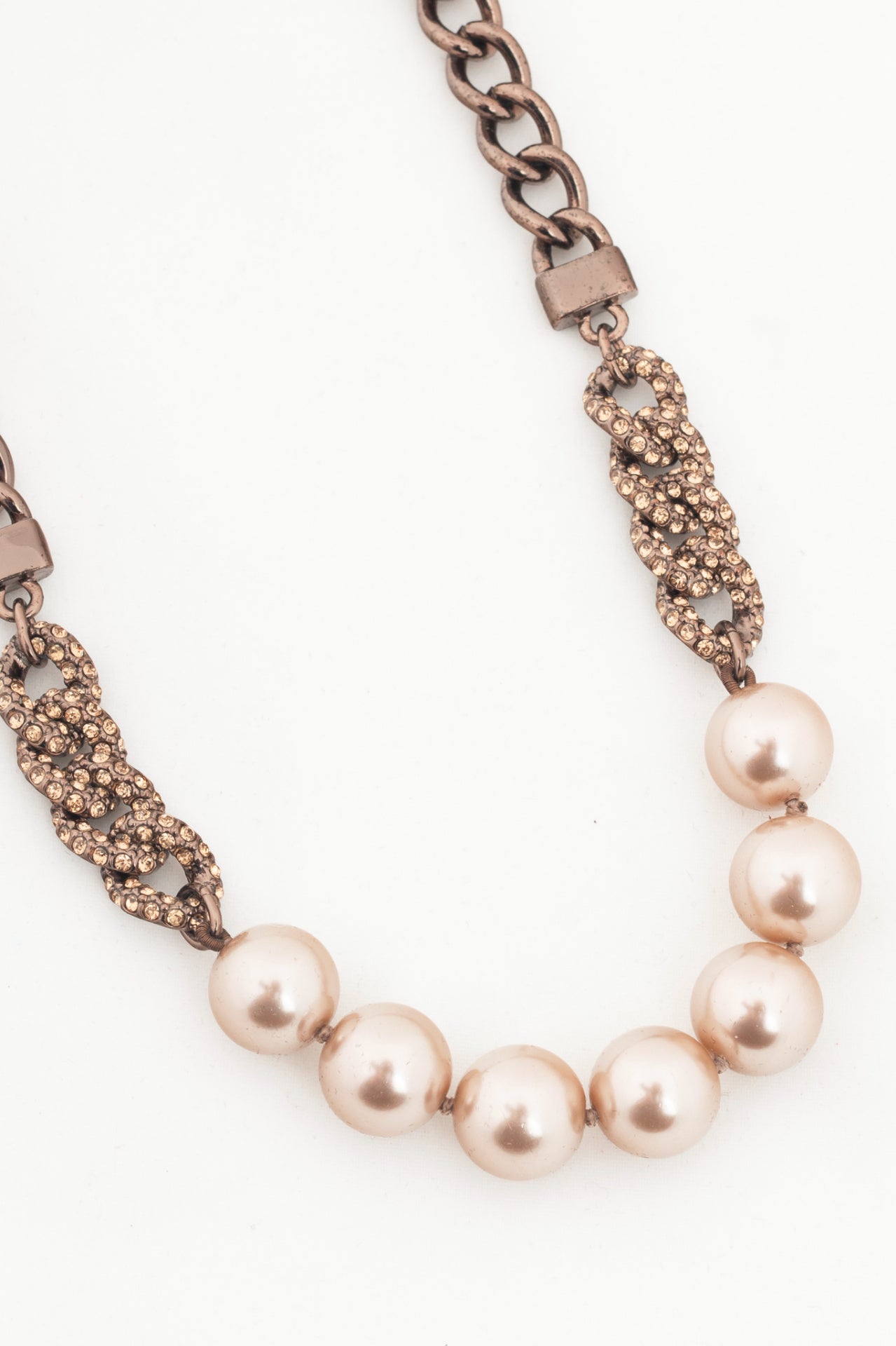 Givenchy Bronze-Tone Pearl & Crystal Chain Choker Necklace
