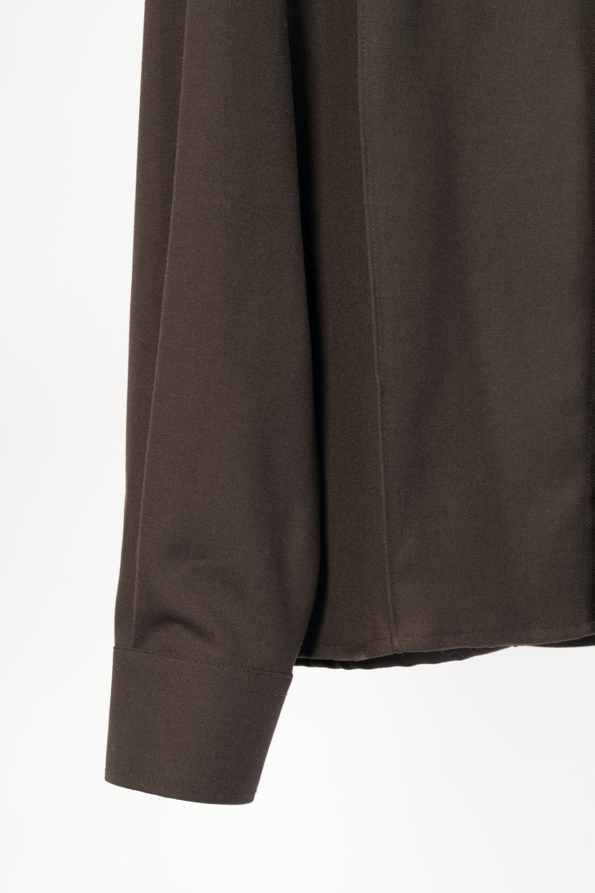 AMI AW24 Runway Dark Coffee Wool Gabardine Pintuck Shirt