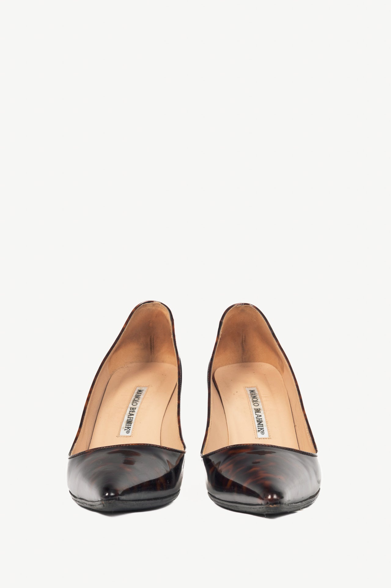 Manolo Blahnik Tortoise Patent Leather Pointed-Toe Pumps