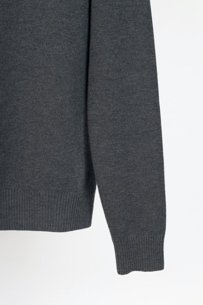AMI Grey Wool Embroidered-Logo Crewneck Sweater