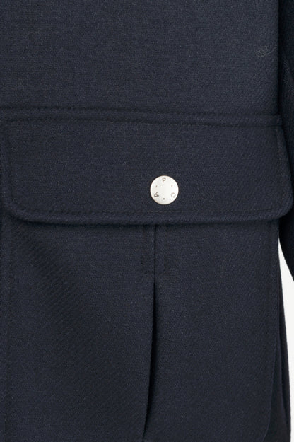 A.P.C. Ben Dark Navy Shearling-Trimmed Wool-Blend Blouson Jacket
