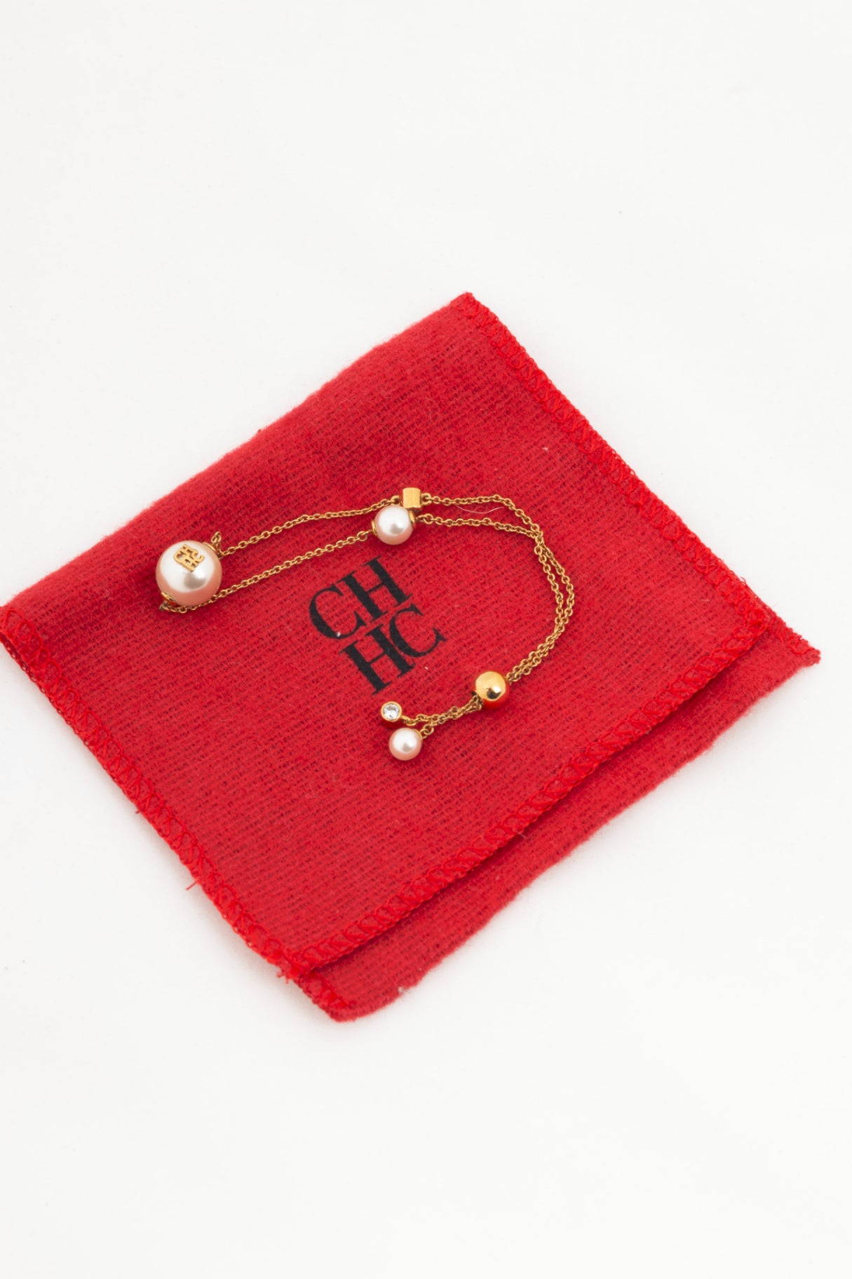 CH Carolina Herrera Gold-Tone Pearl Chain Bracelet