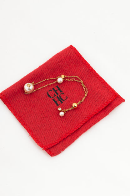 CH Carolina Herrera Gold-Tone Pearl Chain Bracelet