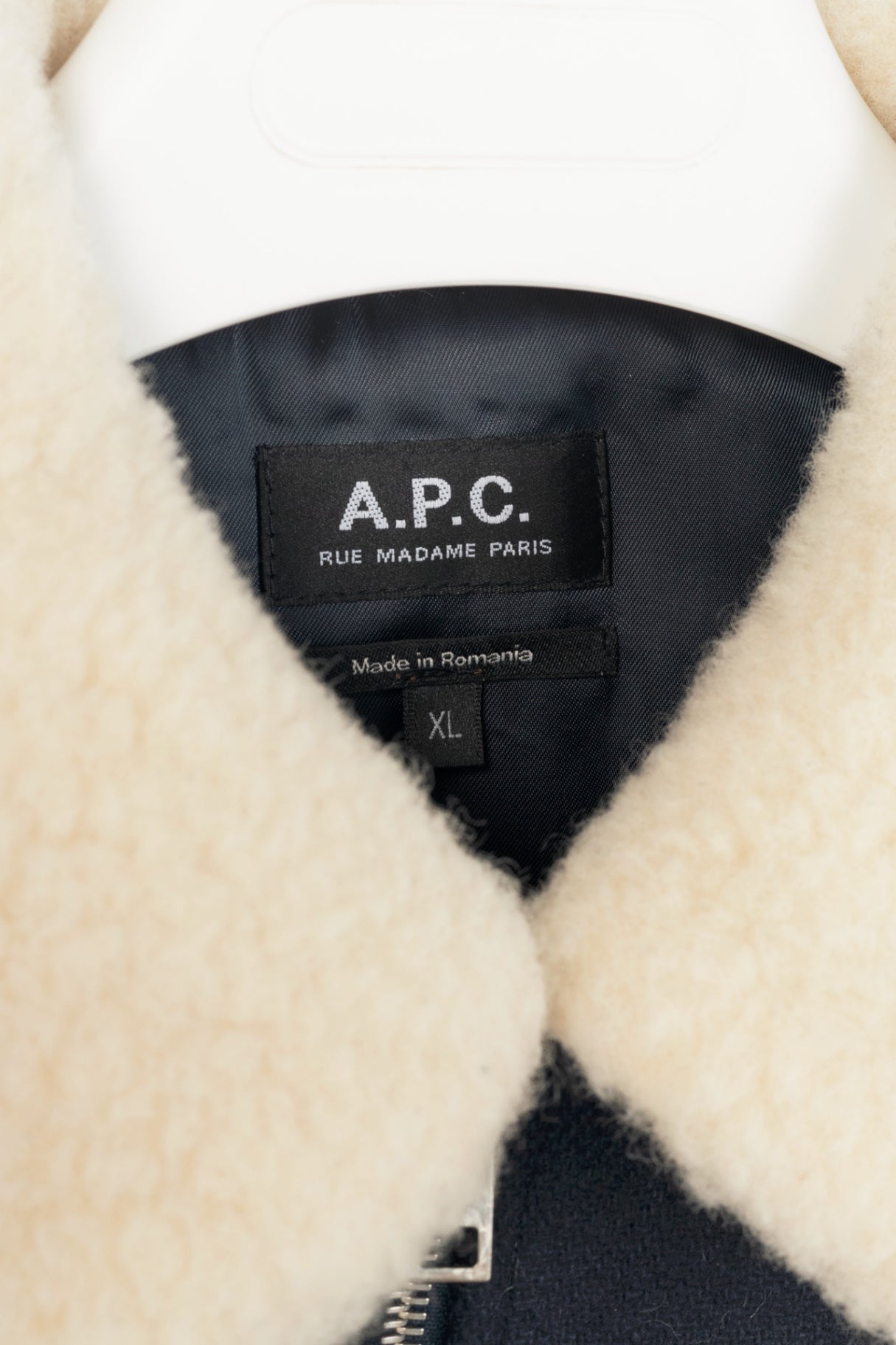 A.P.C. Ben Dark Navy Shearling-Trimmed Wool-Blend Blouson Jacket