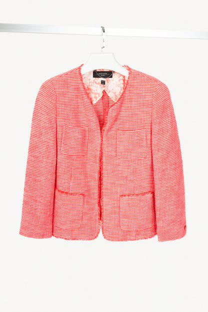 Weekend Max Mara Pink Cotton Tweed-Knit Collarless Blazer