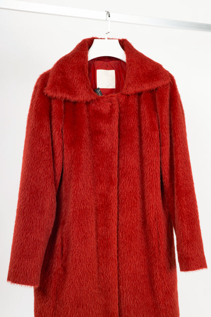 S' Max Mara Red Alpaca & Virgin Wool Coat