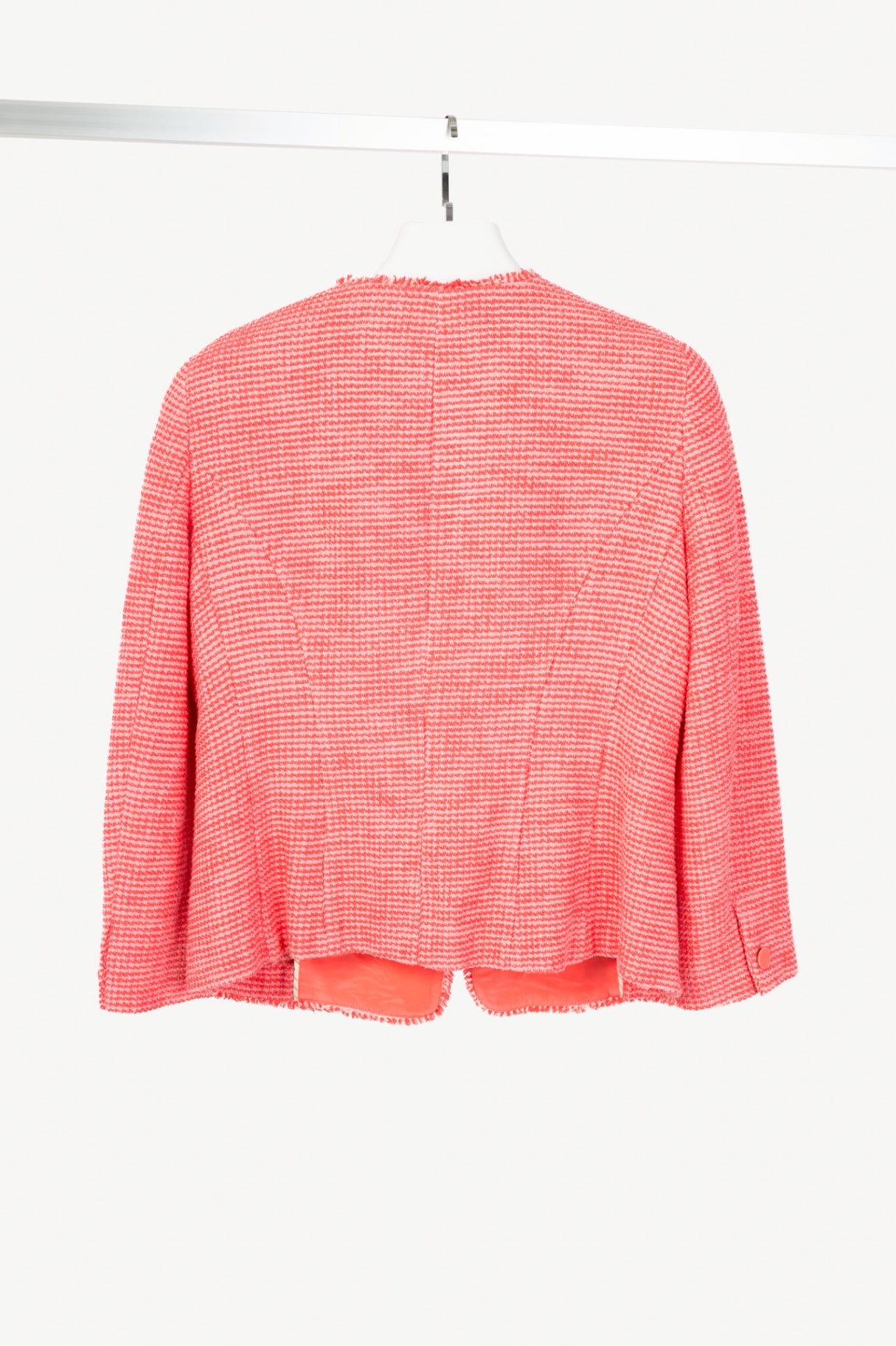 Weekend Max Mara Pink Cotton Tweed-Knit Collarless Blazer