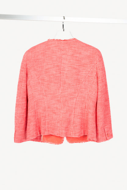 Weekend Max Mara Pink Cotton Tweed-Knit Collarless Blazer