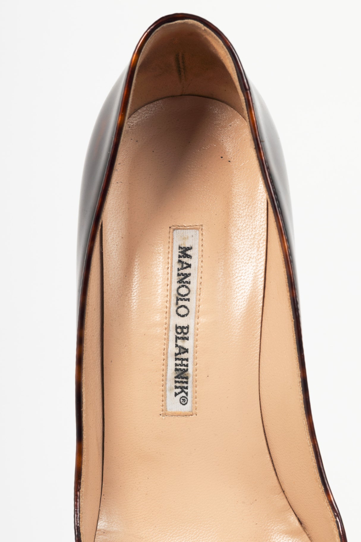 Manolo Blahnik Tortoise Patent Leather Pointed-Toe Pumps
