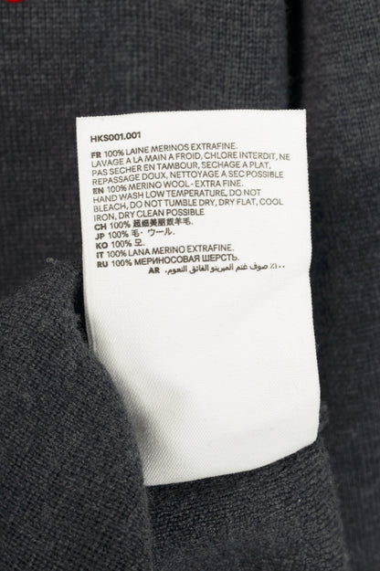 AMI Grey Wool Embroidered-Logo Crewneck Sweater