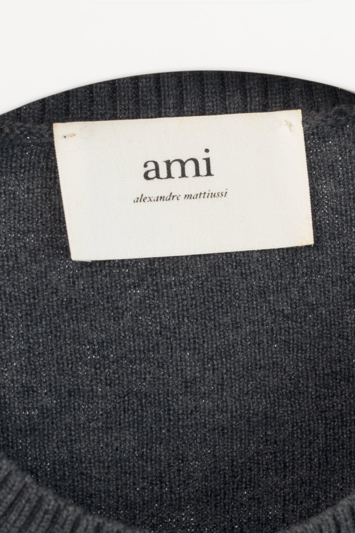 AMI Grey Wool Embroidered-Logo Crewneck Sweater