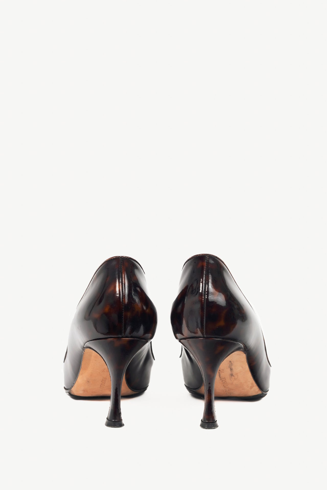 Manolo Blahnik Tortoise Patent Leather Pointed-Toe Pumps